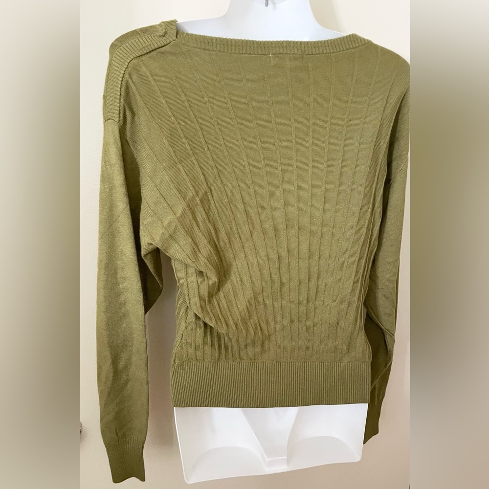Sz XXS RW&CO Long-Sleeve Boat-Neck Relaxed Sweater Green Moss Women's Sweater - Picture 6 of 9